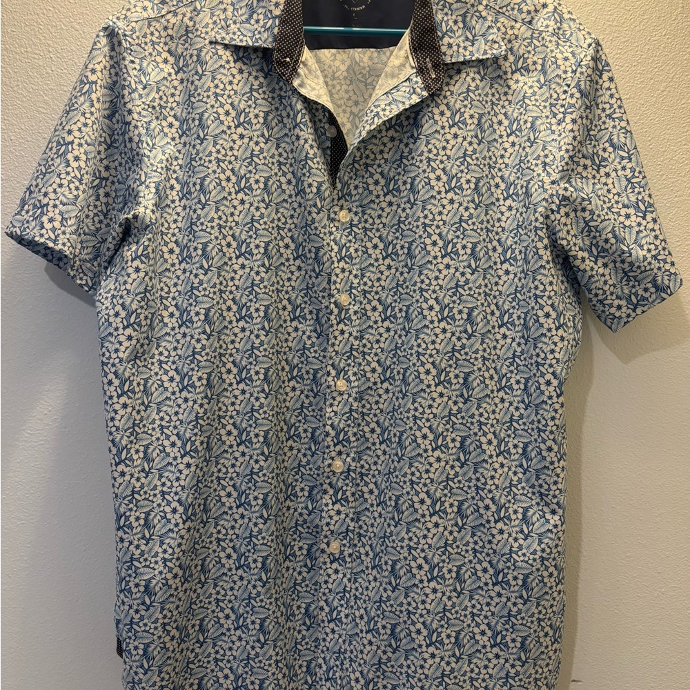 Stylish Blue Patterned Men's Shirt